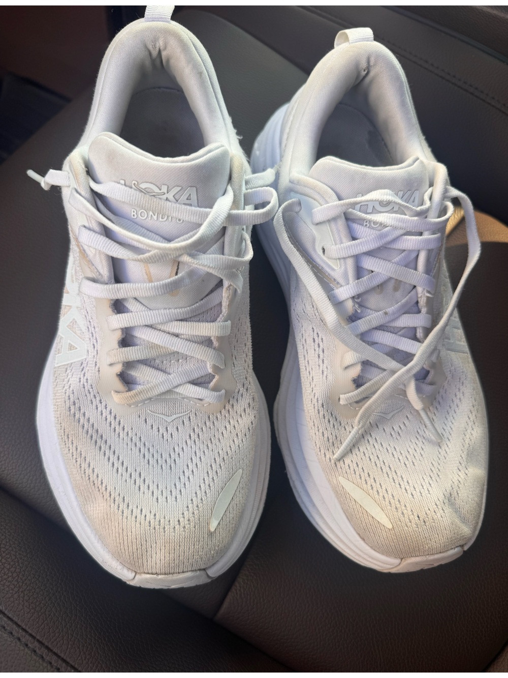 Hoka Women's White Athletic Running Shoes size 8.